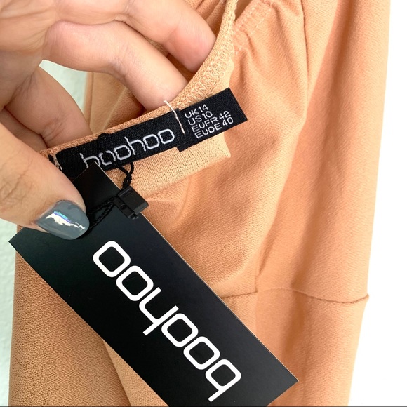 NEW Boohoo tan split mini sheath dress size 10 - Picture 7 of 8